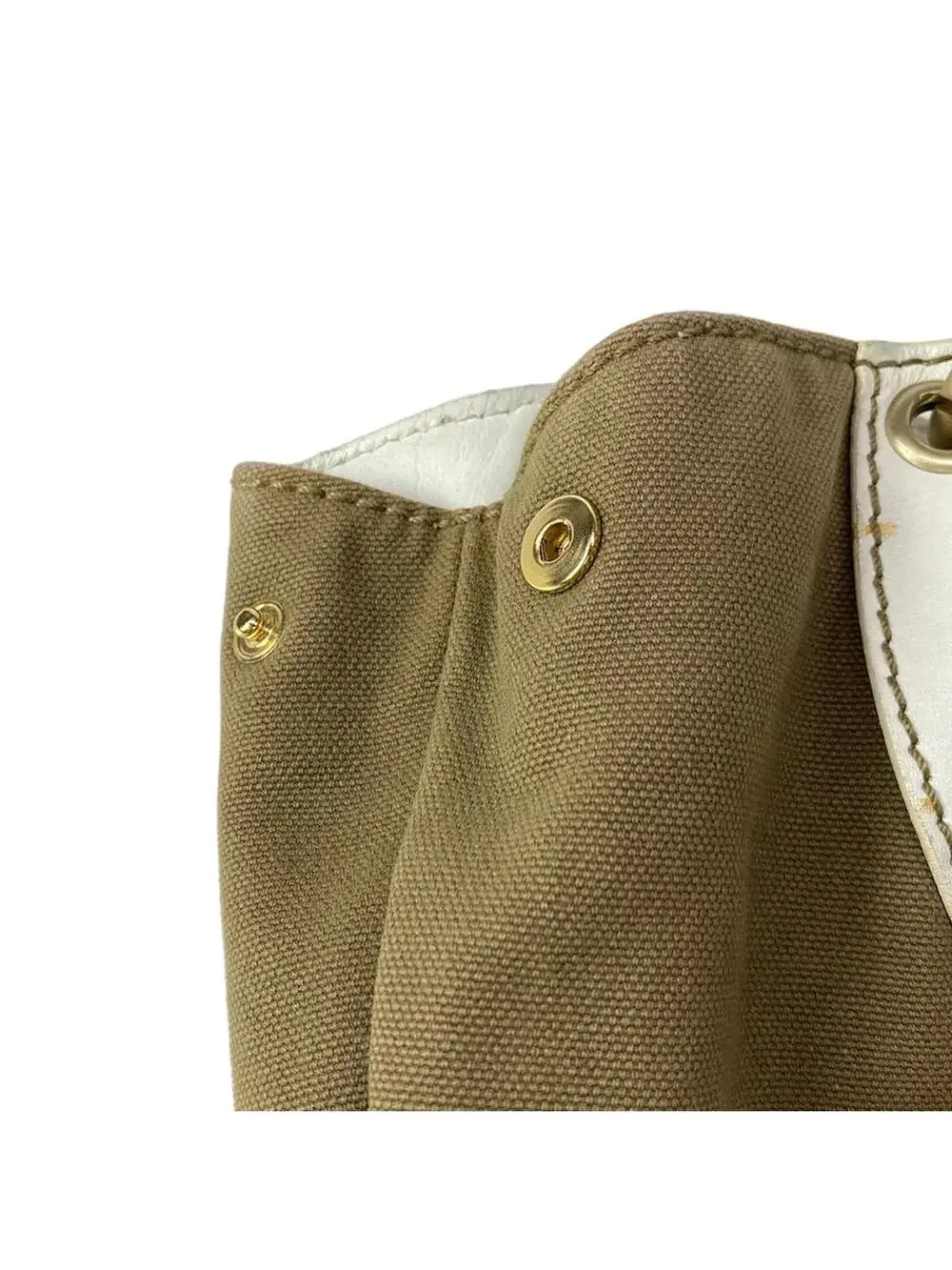Chanel Khaki Cream Canvas Leather #304192C10B